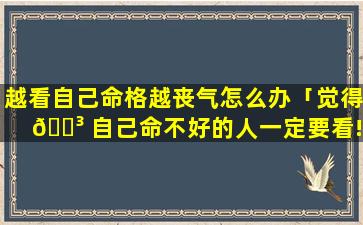 越看自己命格越丧气怎么办「觉得 🌳 自己命不好的人一定要看!」